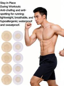 100/50pcs Disposable Round Nipple Covers, Non-Woven Fabric Nipple Pasties, Sports Bra Invisible Nipple Covers - Apricot - View 4