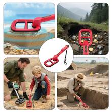 1pc TC-120 Handheld Metal Detector - Pulse Induction Locator, Suitable For Diving And Treasure Hunting, 4.2 Inch Coil, LED Flashlight, Batteries Not Included - Red - View 6