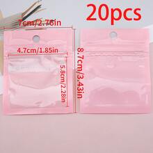 20pcs Sweet Pink Bow Zipper Bags, Transparent Resealable, Suitable For Jewelry Packaging, Small Retail Item Display, Gift Party Packaging - Pink - View 16