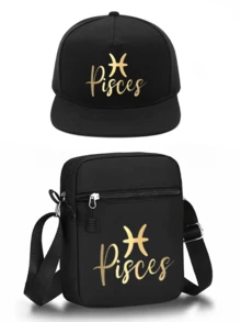 2pcs Zodiac Sign Graphic Print Y2K Streetwear Baseball Cap & Crossbody Bag Set, Adjustable Unisex Hat & Shoulder Bag, Great Gift For Yourself And Friends - Multicolor - View 16