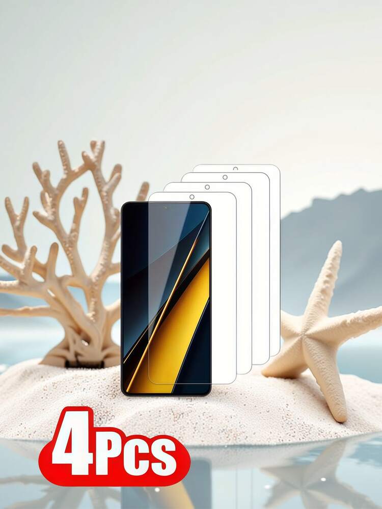 4pcs Full Coverage High-Definition Anti-Crack Screen Protector, Compatible With Xiaomi/Apple Phones, Supports Face Unlock And Fingerprint Unlock, Made Of Tempered Glass Material. It Provides Full Coverage, Has Water And Oil Repellent Properties, Is Compatible With Phone Cases And Screen Protectors, And Is Waterproof, Shock-Proof, Drop-Proof, Scratch-Resistant, And Fingerprint-Resistant. - White - View 40