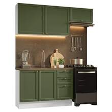 Cocina Integral Completa Modular Madesa Vik 180cm BV - Blanco y Verde - Ver 12