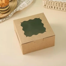 50pcs White/Kraft Paper Baking Boxes With Window, Paper Card Gift Boxes Suitable For Pastries, Pies, Cupcakes - Multicolor - View 5