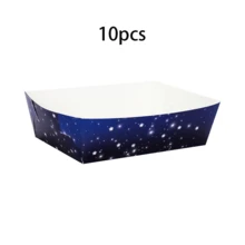 10个/30个/50个装蓝色星系主题派对纸质食物托盘，星系太空纸质食物船，适用于盛放零食、糖果、爆米花、热狗，适合宇航员主题生日派对、婴儿派对装饰 - 彩色 - 查看 9