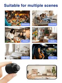 GENAI 1/2/4pcs Wireless Security Camera, Indoor Home Monitoring Mini WIFI Camera With Night Vision And Motion Detection For Remote Viewing - 黑色 - 查看 5