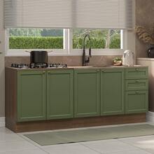 Kit 2 Muebles De Cocina Madesa Vik 200cm Sin Lavadero MV - Marrón y Verde - Ver 1