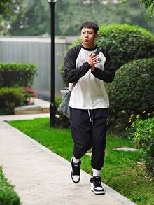 Nike Adidas FOS Solid Color Skin-Friendly Comfortable Knit Sports Pants For Men - Black - View 10