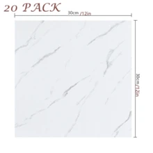 20 Packs Of Peel And Stick Floor Tiles Self-Adhesive Floor Tiles, 20 Pieces - 12 Inches X 12 Inches (30*30cm/11.81 X 11.81 Inches, Covering Area 1.8m2/19.38ft2), Marble Tile - Peel And Stick, DIY Kitchen, Dining Room, Bedroom Bathroom Flooring. (Gray Wood Grain, White Marble Grain, Black Marble Grain, Light Gray Wood Grain, Reddish Brown Wood Grain, Brown Wood Grain, Light Brown Wood Grain) - 白色 - 查看 10
