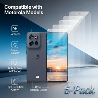 5pcs:9H Tough Tempered Glass Screen Protector, Fully Covering The Screen, Anti-Fingerprint, Anti-Breakage, Suitable For Moto G200 5G, Moto G84, Moto G Power 5G (2023)