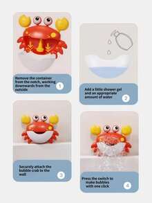 Bubble Blowing Crab, Suction Cup Children's Bathtub Toy, Summer Pool Party Toy, Gift For Boys And Girls - Multicolor - View 6