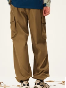 CAMEL CROWN Men's Outdoor Hiking Multi-Pocket Pants, Men's Loose Waterproof Long Pants For Autumn - Psoralea Corylifolia - View 2