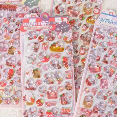 3D Stickers - Shiny Rabbit Candy Shaped Stickers, Handmade DIY Craft | Suitable For Scrapbooking And Stationery Fantasy Theme Decoration | Shiny Aesthetic Decoration, Perfect For IPad, Laptop, Planner, Water Bottle, Photo Album Etc, Valentine's Day And New Year Gift Decoration