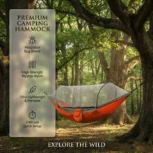 2-In-1 Outdoor Camping Hammock With Mosquito Net, 1.6 Lbs Ultra-Light Nylon Parachute Fabric Hammock, Suitable For Outdoor Survival Travel Backyard - Multicolor - View 6
