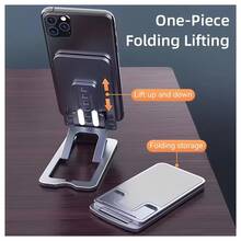 可调节折叠式桌面手机支架 - 高度和角度可调节，适用于所有智能手机，兼容所有手机 - 黑色 - 查看 5