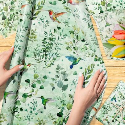 20张/套 桉树叶蜜蜂图案餐巾纸，19.7x13.8英寸，多色设计，适用于婚礼、生日派对、花束和礼品包装