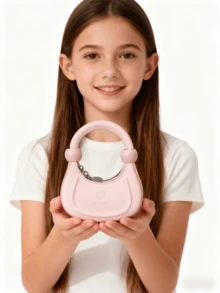 儿童新款新月手提包，时尚迷你包，适合小女孩，可作化妆包、零钱包、个性化精致小包、节日礼物、公主风休闲包，金色、银色、黑色、白色、粉色可选，可爱小包 - 彩色 - 查看 12