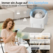 DEVOKO Fully Open Self-Cleaning Cat Litter Box – Ideal For Multi-Cat Households, Smart App Remote Control, Large Capacity Collection Container - White - View 6