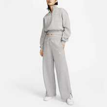 Nike Sportswear Phoenix Fleece 純色繫帶高腰寬腿針織運動褲 女款 灰色 - 灰色 - 查看 3