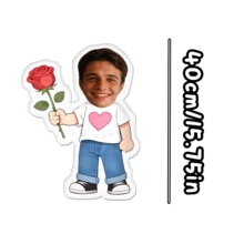 1pc Customized Photo Throw Pillow, Personalized Cushion, Can Customize Interesting Patterns, Double-Sided 3D Pillow, Suitable For Parents/Family/Her/Him/Girlfriend/Boyfriend Gift, Couple Birthday Gift - Men In Heart-shaped T-shirts - View 14