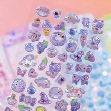 1套4张全息闪光贴纸套装 - 紫色蝴蝶、蓝色海豚、黄色小鸡、粉色兔子3D亮片贴纸，适用于剪贴簿、日记、礼物，多巴胺女孩减压 - 3D貼紙11 - 查看 6