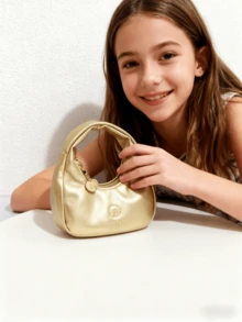 儿童时尚新月形手提包，女孩休闲单肩包，零钱包，口红盒，柔软个性化包包，节日礼物，金色，银色，白色，黑色，粉色，可爱钱包 - 彩色 - 查看 10