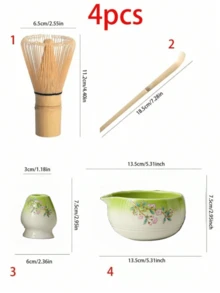 1pc/5pcs Peach Blossom Gradient Matcha Tea Set, Includes Matcha Bowl, Matcha Whisk, Matcha Cup, Stirrer, Tea Spoon, Tea Bowl Set, Matcha Preparation Tools, Dessert & Beverage Making Tools, Japanese Gift Box, Matsukawara Matcha Stirring Set, Gift For Matcha Enthusiasts - Multicolor - View 4