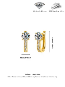 1pc U-Shaped Moissanite Inlaid 925 Silver Double Hoop Earrings, Suitable For Women's Daily Jewelry, Birthday, Christmas, Valentine's Day Gift - Gold - View 15