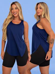 Kit Of 3: Women's Fitness Set - Top, Shorts, Pocket Tank Top, Dry Fit, Gym - Tarelles - Màu xanh hải quân - Xem 5