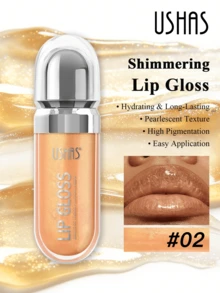Son bóng USHAS Shimmery Pearl Gloss, Son tint có kết cấu mịn màng và dưỡng ẩm, lâu trôi và dễ thoa, nhanh khô và không dính, Son kem lấp lánh, Thích hợp cho trang điểm dự tiệc, ngày lễ và hàng ngày, Giáng sinh, Quà tặng ngày lễ tình nhân - #02 - Xem 2