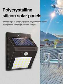 1 buah Lampu Luar Ruangan Bertenaga Surya 20/30/40 LED, Bertenaga Surya, Lampu Dinding Surya Lumens Super Tinggi, Saklar 3 Mode, Lampu Sensor Surya Halaman Luar Ruangan, Lampu Dinding Surya 4 Sisi Tahan Air dengan Sensor Gerak, Cocok untuk Taman, Rumah, Garasi - Hitam - View 3