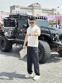 Nike Sportswear Solid Color Lace-Up Opening Casual Knit Sweatpants Men's Black - Black - View 9