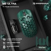 ATTACK SHARK * MAMBASNAKE M5 Ultra Carbon Fiber 8000Hz Wireless Gaming Mouse, 39g Superlight, 42000DPI, PAW3950MAX Sensor, Nordic 52840 Chip, Bluetooth/2.4G/USB-C Wired Mice With Coiled Cable For For PC/ Win/ Gamer, Christmas Gift, New Year 2026, Gift For Kids - Black/ White/ Green/ Red &Tape - Multicolor - View 11