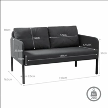 Canapé 2 places Fabulcozy, 110 cm, design minimaliste avec dossier haut et tissu respirant et confortable, idéal pour balcon, terrasse ou salon. - Gris - Voir 5