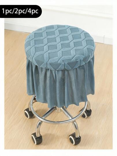 1pc/2pcs/4pcs Elastic Diamond Grid Round Seat Cushion Cover, Removable & Washable Soft Skin-Friendly Cushion Slipcover, Dust-Proof & Non-Slip, Multi-Color Options, Machine Washable, Suitable For Home, Bedroom, Dining Room, Kitchen, Bar Etc.