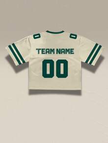 Áo nỉ nữ crop top bóng đá màu be tùy chỉnh, in tên thành phố và số/tên cá nhân, thiết kế trễ vai, phong cách đường phố, có thể tùy chỉnh, giao hàng nhanh. - Màu be - Xem 4