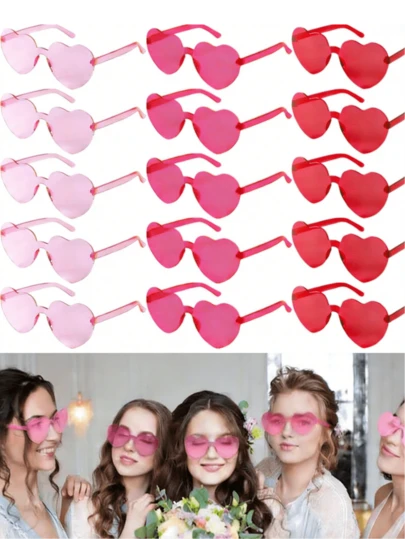 10副心形眼镜派对礼品，趣味新奇时尚眼镜，适用于婚礼、生日、周年纪念、单身派对等场合