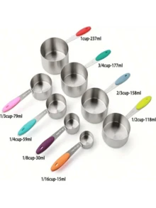 8/9/17pcs Set, Measuring Cup And Spoon Set, Stainless Steel Measuring Cups And Magnetic Measuring Spoons Set, Double-Sided Magnetic Measuring Spoons Set, Graduated Measuring Cup And Spoon Gap Set, 8pcs Stainless Steel Measuring Cups, 9pcs Magnetic Measuring Spoons, For Dry Powder And Liquid Ingredient Measuring Tools, Kitchen Small Tools, Kitchenware, Kitchen Accessories, Household Kitchen Items - Multicolor - View 6