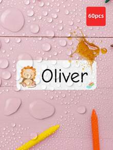 1-240 piezas Pegatinas de papelería personalizadas - Etiquetas con nombre personalizadas, pegatinas con texto personalizado, pegatinas resistentes al agua y al aceite, pegatinas transparentes, etiquetas reutilizables sin planchar, pegatinas con patrones de animales de dibujos animados, perfectas para loncheras de estudiantes, papelería - Estilo 1 - Ver 20