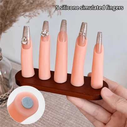 Set de práctica de arte de uñas acrílicas con base magnética, adecuado para uso doméstico y salón. Esencial para salones de uñas y herramientas de arte de uñas, también adecuado para salones de uñas profesionales y entusiastas del arte de uñas como herramienta de práctica.