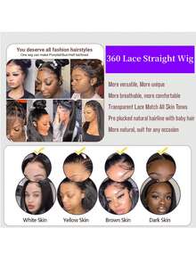 ZHENDEFA 360度蕾丝前假发，隐形发际线，无胶无痕，巴西原生发，可调节抽绳，高清透明蕾丝，女士假发 - SNatural - 查看 11