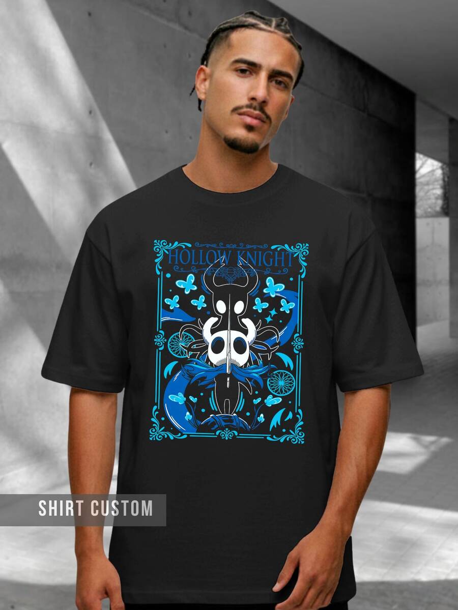 Camiseta Vazio Hallownest Knight Indie Game Art Style 100% Algodão - Preto - Visão 1