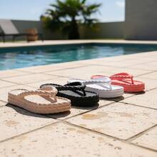 Women's Cloud Flip-Flops With 3 Braids And A Comfortable And Soft Cloud Platform For Everyday Wear - Màu be - Xem 6