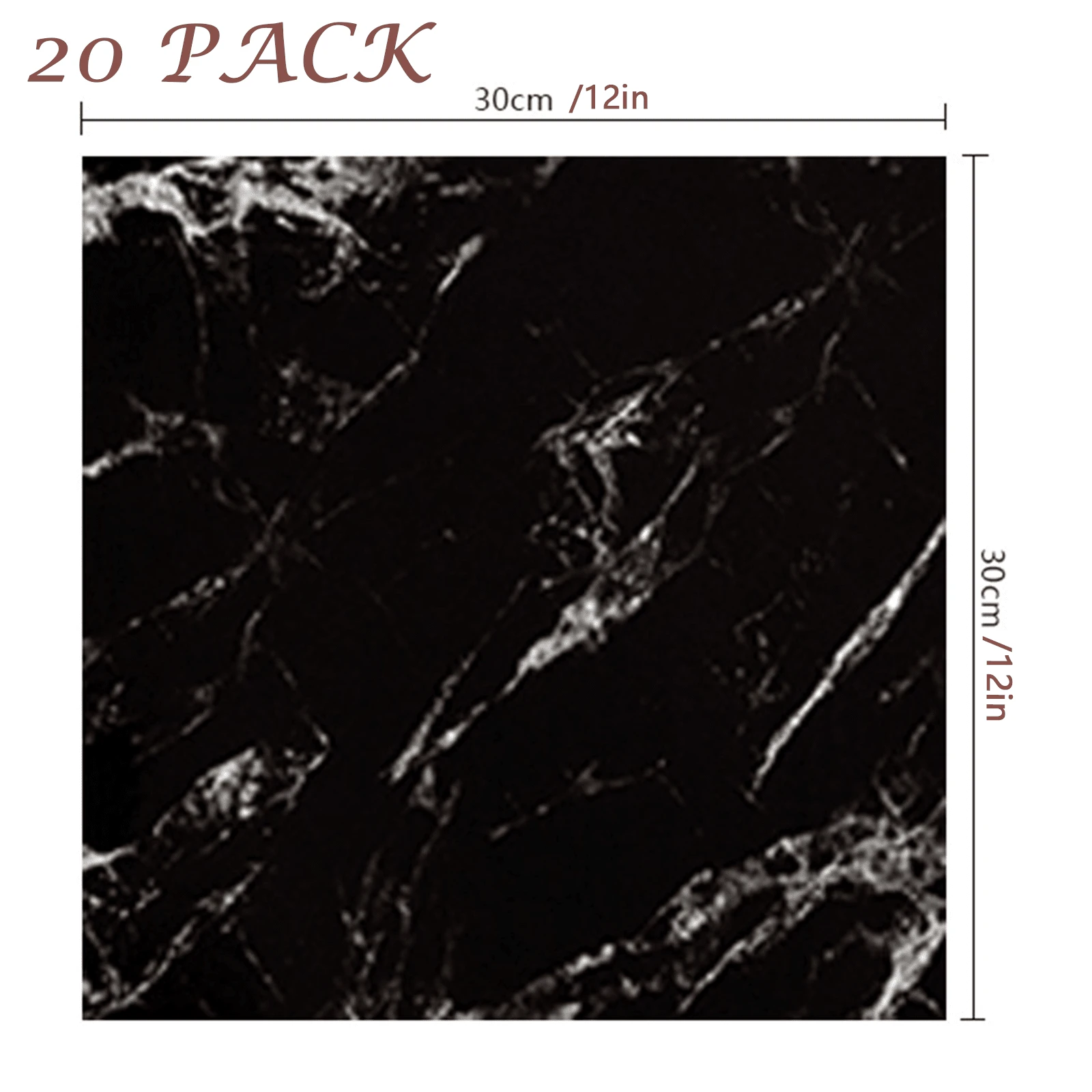 20 Packs Of Peel And Stick Floor Tiles Self-Adhesive Floor Tiles, 20 Pieces - 12 Inches X 12 Inches (30*30cm/11.81 X 11.81 Inches, Covering Area 1.8m2/19.38ft2), Marble Tile - Peel And Stick, DIY Kitchen, Dining Room, Bedroom Bathroom Flooring. (Gray Wood Grain, White Marble Grain, Black Marble Grain, Light Gray Wood Grain, Reddish Brown Wood Grain, Brown Wood Grain, Light Brown Wood Grain) - 黑色 - 查看 1