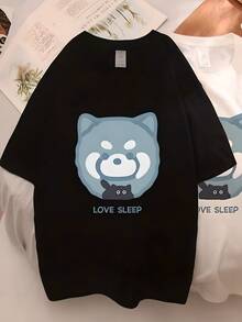 Harajuku Summer Clothing Cute Graphic TShirt Men's Wear Men Tops Cartoon Outfit Kawaii Clothes Girls Street Pullover Shirt - màu đen - Xem 1