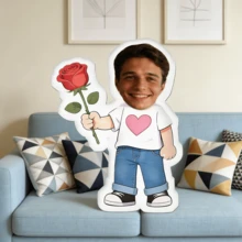 1pc Customized Photo Throw Pillow, Personalized Cushion, Can Customize Interesting Patterns, Double-Sided 3D Pillow, Suitable For Parents/Family/Her/Him/Girlfriend/Boyfriend Gift, Couple Birthday Gift - Men In Heart-shaped T-shirts - View 5