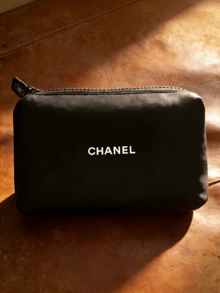 CHANEL Cotton Material, Cosmetic Bag, Makeup Pouch, Space Cotton, Coin Purse, Lipstick Case, Key Holder, Zipper Bag, Organizer Pouch - Black - View 3