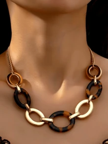 1pc Fashionable Leopard Print Zinc Alloy Elegant Necklace For Women - Leopard Print Necklace - View 5