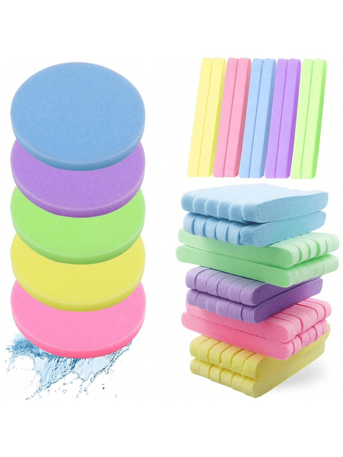 12/6/1pc Disposable Compressed Cosmetic Sponge Pads For Face Mask, Makeup Removal, Exfoliating - Multicolor - View 1