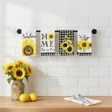 4pcs Sunflower Print Ultra-Soft Microfiber Cleaning Cloth Set - Super Soft, Quick Drying, Highly Absorbent, Machine Washable - Multicolor - View 3