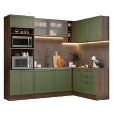 Cocina Integral Completa Modular Madesa Vik 399cm MV - Marrón y Verde - Ver 12